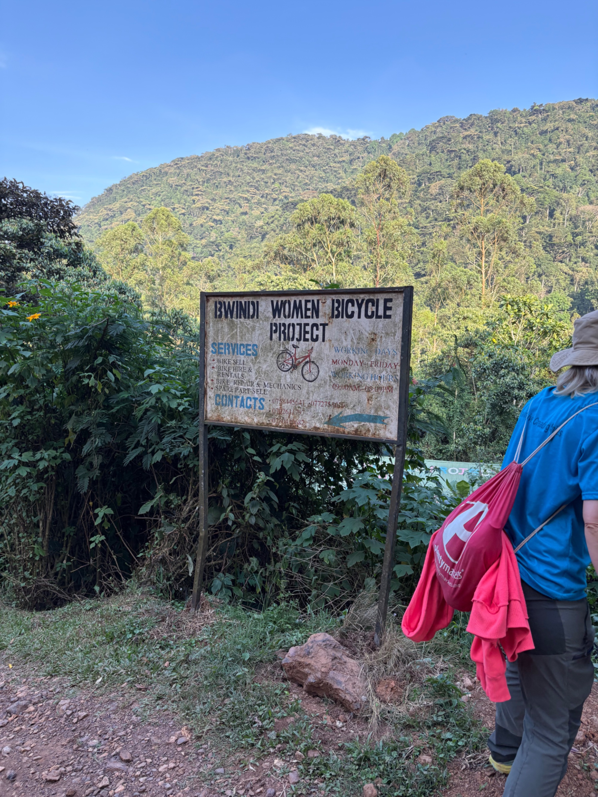 Sign of the Bwindi Women Bicycle Project in Buhoma — a sign of female initiative