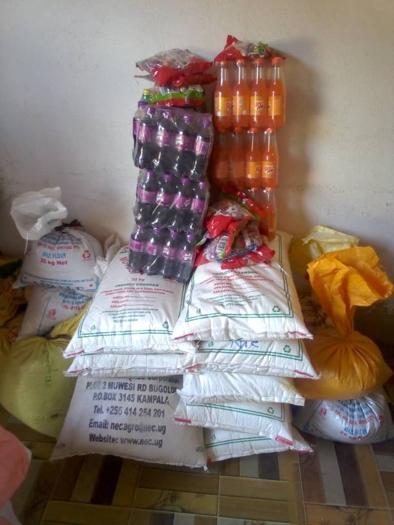 Sacks of beans and maize flour in a shop in Buhoma, Uganda