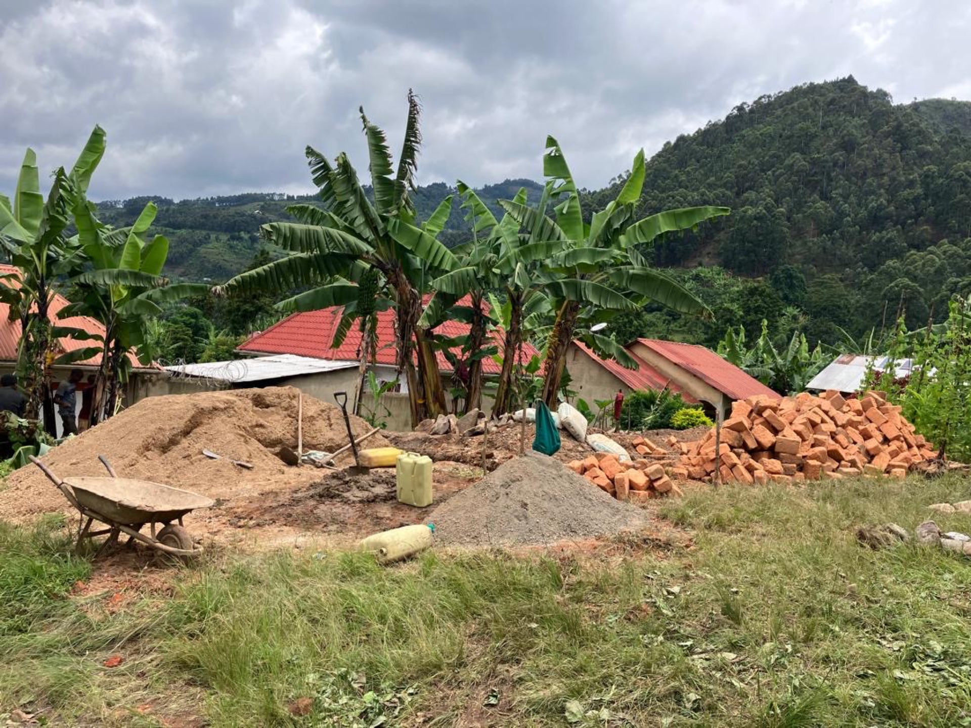 HopeKitchen construction site with bricks and building materials